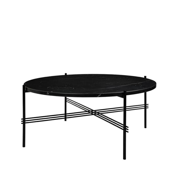 TS Round sofabord - black marquina marble, Ø80, sort understel - GUBI