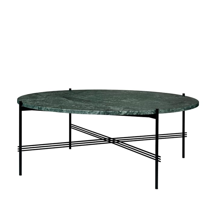 TS Round sofabord - green guatemala marble, Ø105, sort understel - GUBI
