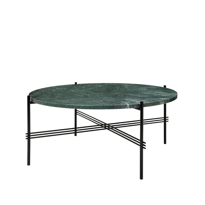 TS Round sofabord - green guatemala marble, Ø80, sort understel - GUBI