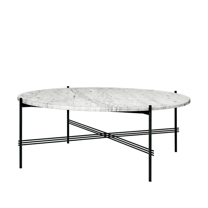 TS Round sofabord - white carrara marble, Ø105 cm, sort stel - GUBI