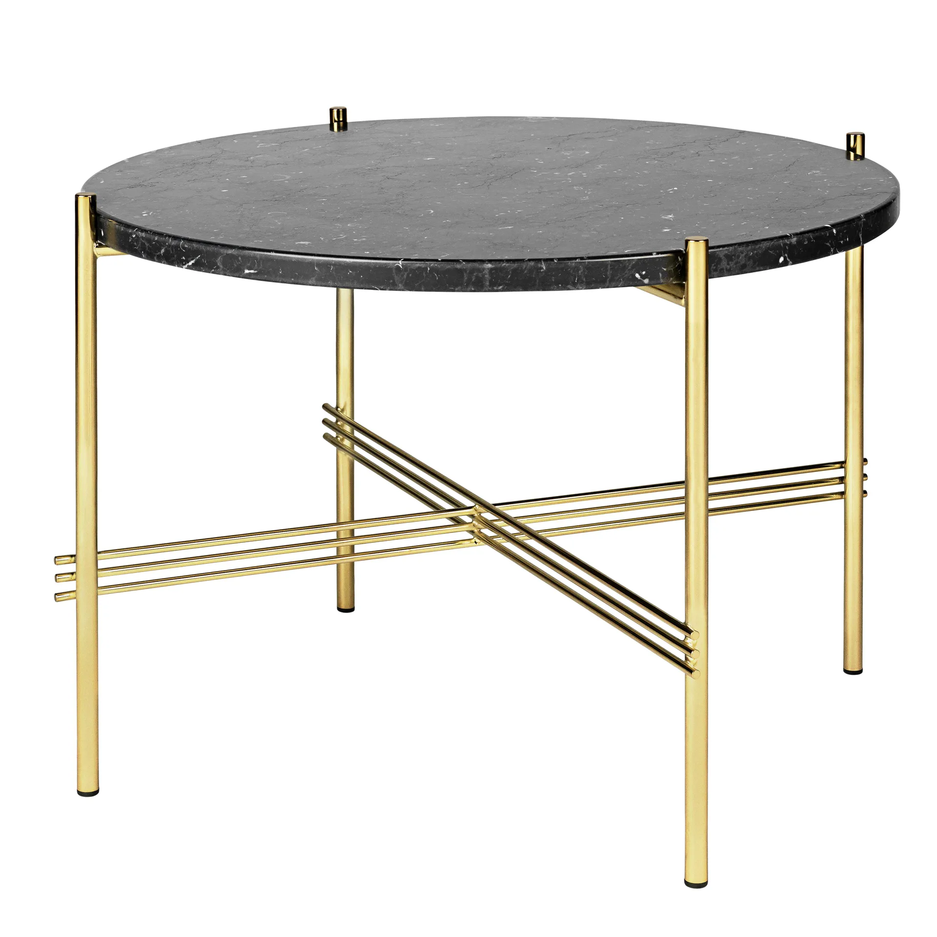 TS sofabord messingben Ø 55 cm, sort marmor GUBI