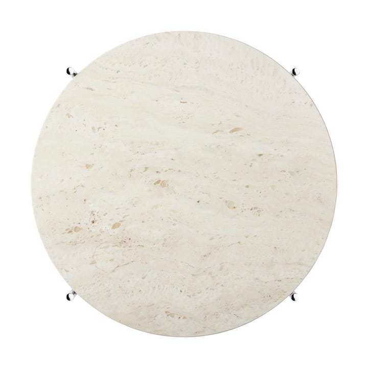 TS sofabord polerat stål Ø55, Neutral white travertine GUBI