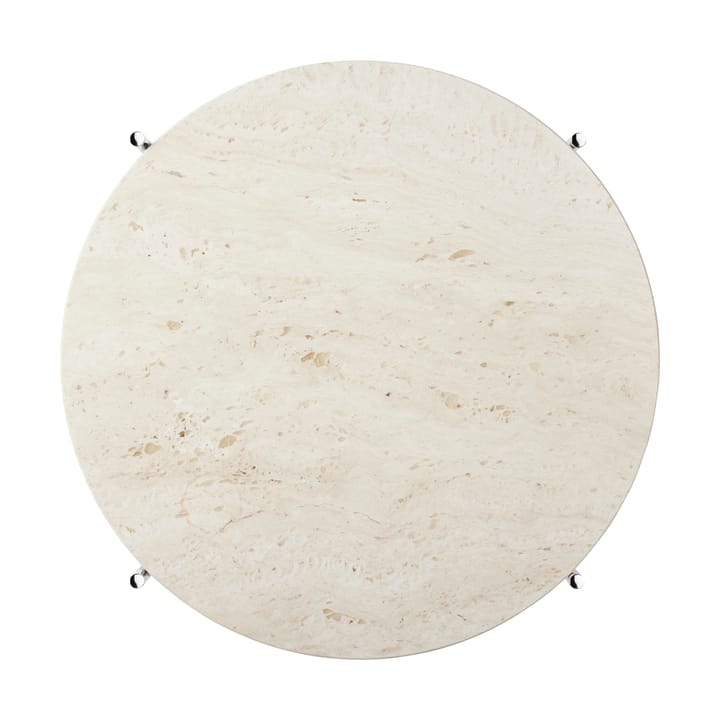 TS sofabord polerat stål Ø55 - Neutral white travertine - GUBI