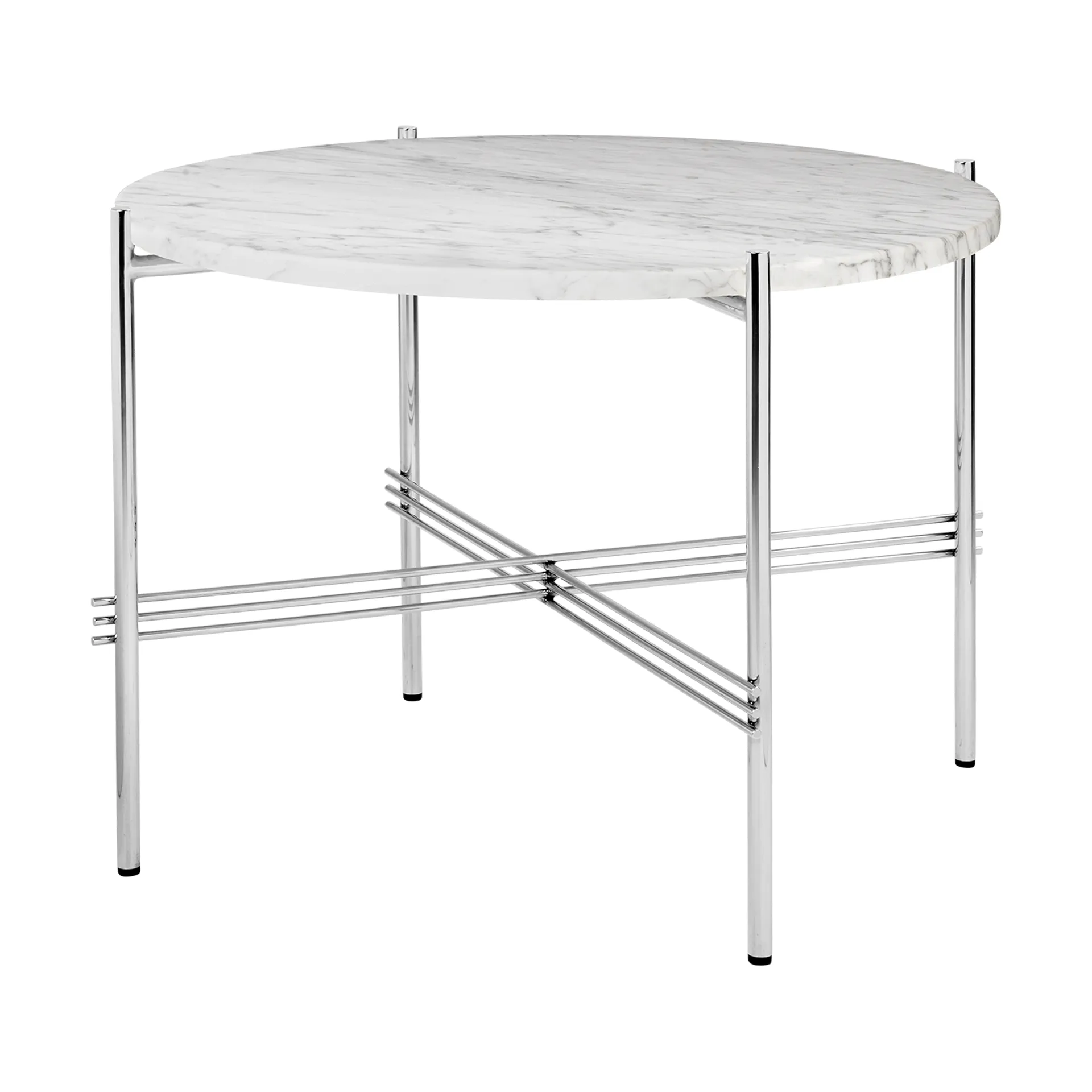 TS sofabord polerat stål Ø55, White carrara marble GUBI