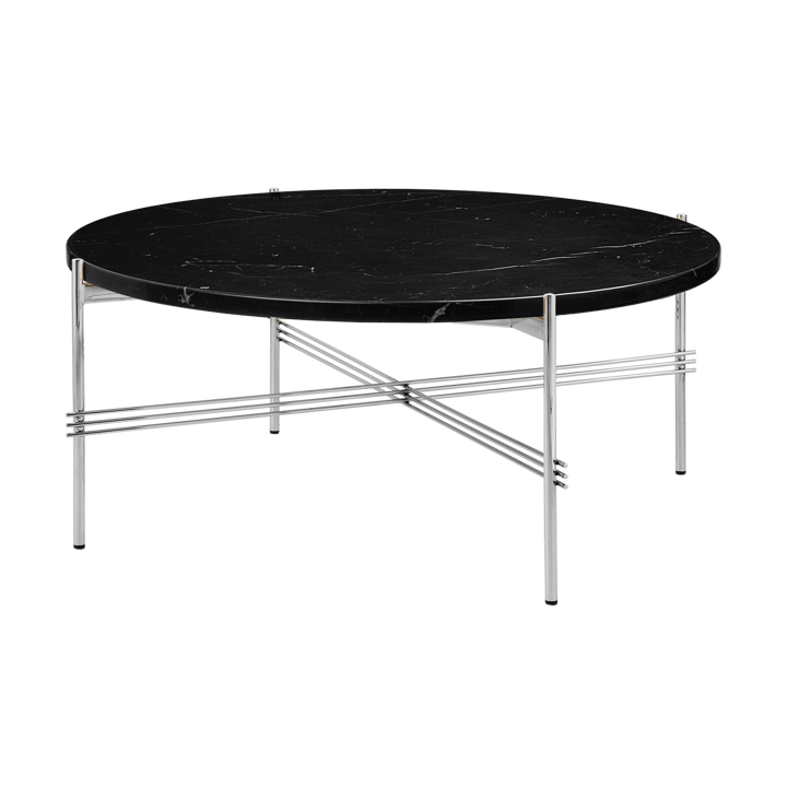 TS sofabord polerat stål Ø80 - Black marquina marble - GUBI