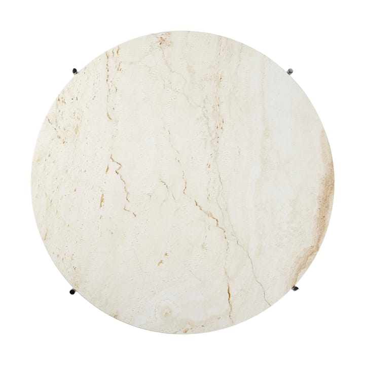 TS sofabord polerat stål Ø80, Neutral white travertine GUBI