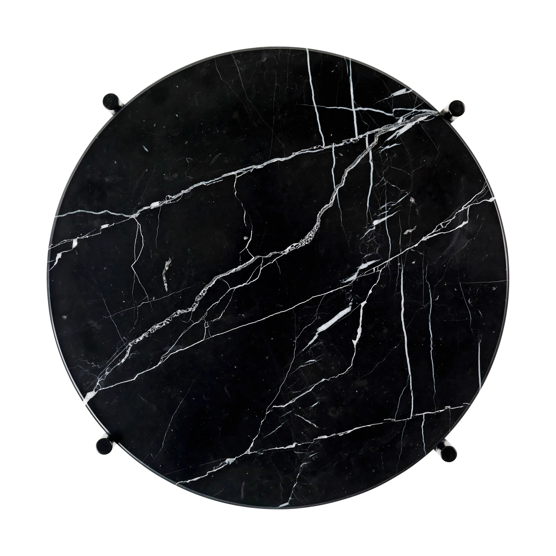 TS sofabord poleret stål Ø40, Black marquina marble GUBI