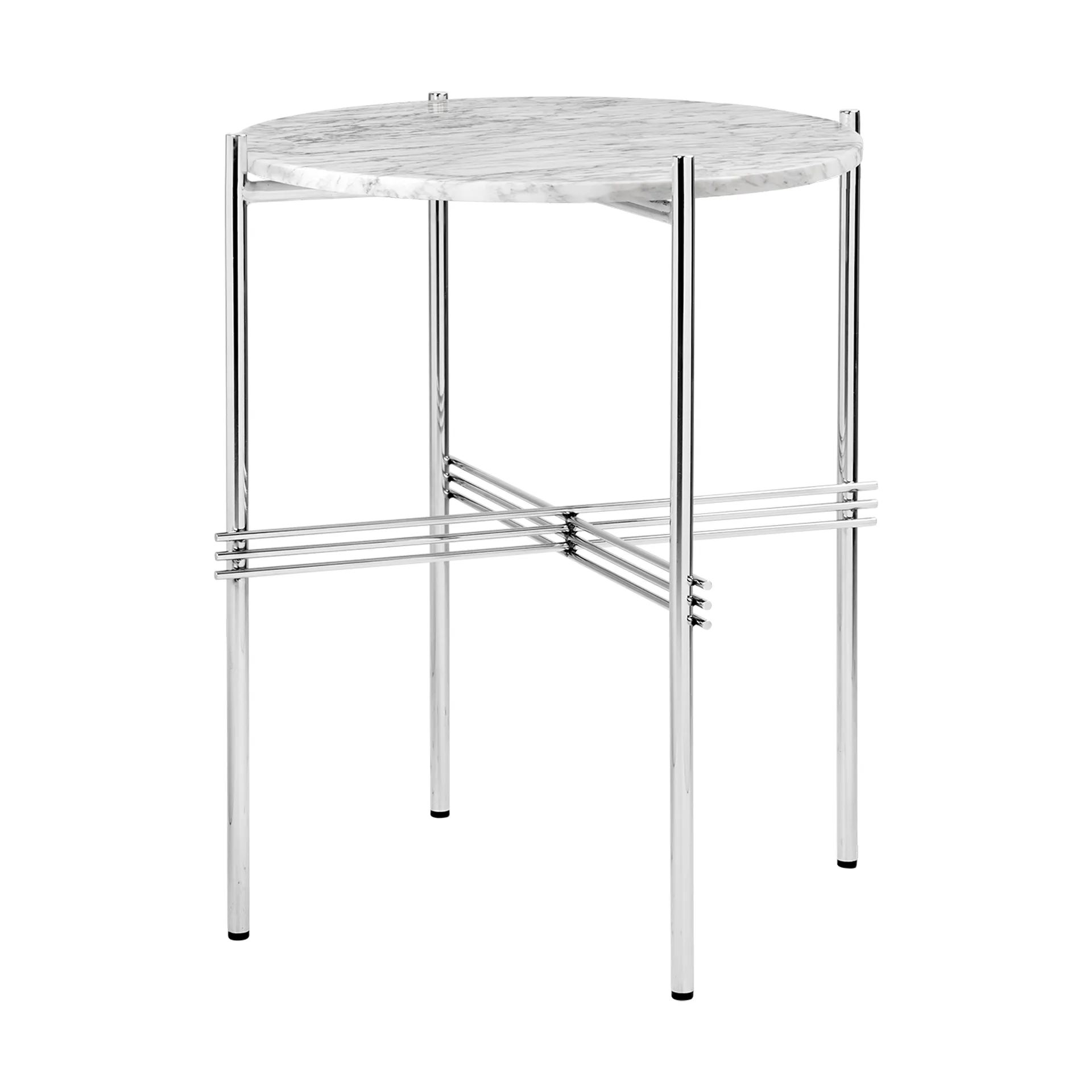 TS sofabord poleret stål Ø40, White carrara marble GUBI
