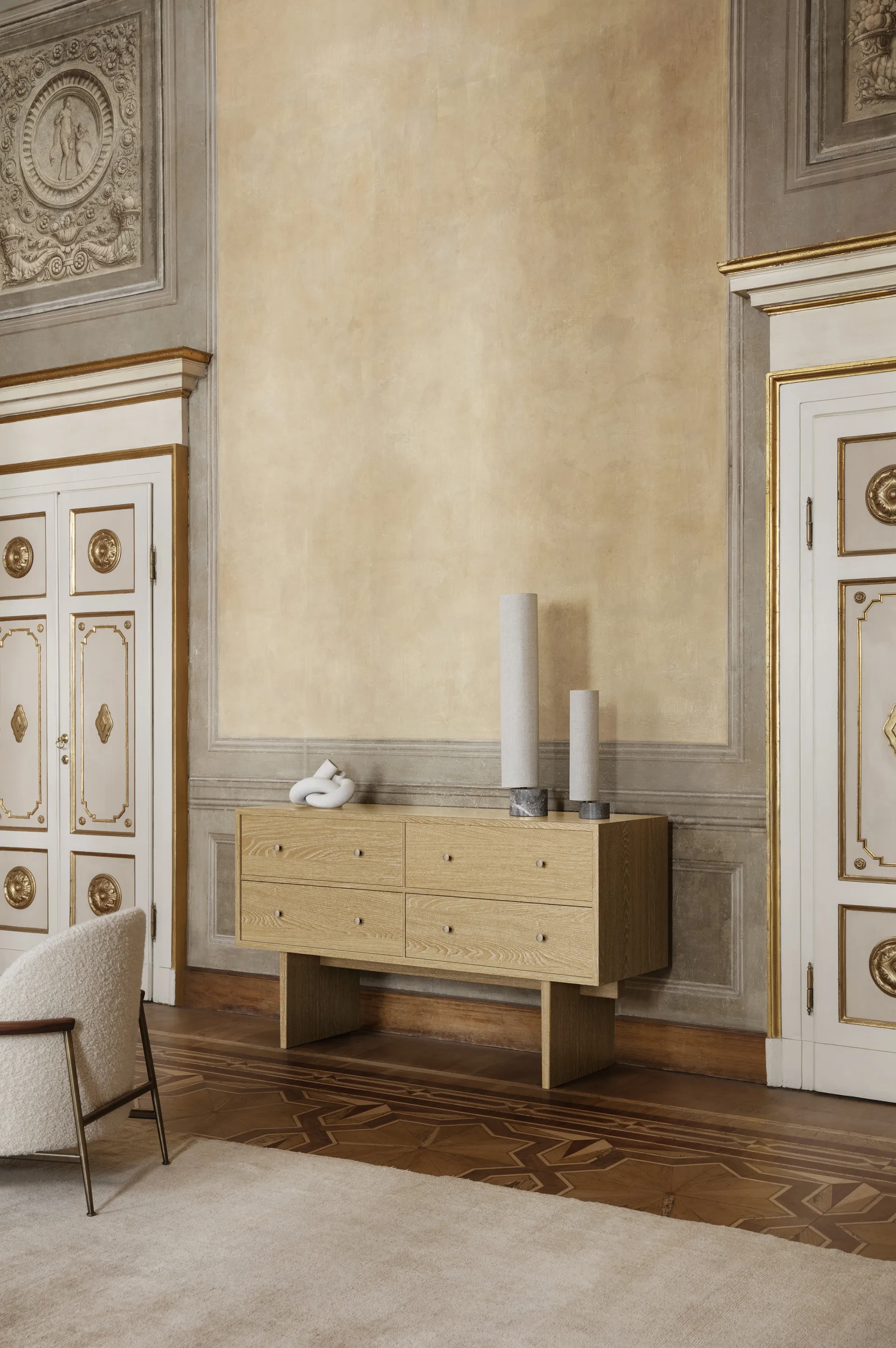 Unbound gulvlampe 80 cm, Canvas-grå marmor GUBI