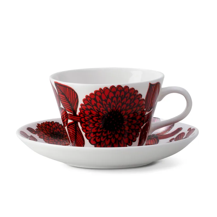 Röd Aster kaffekop og underkop - kaffekop og underkop - Gustafsbergs Porslinsfabrik