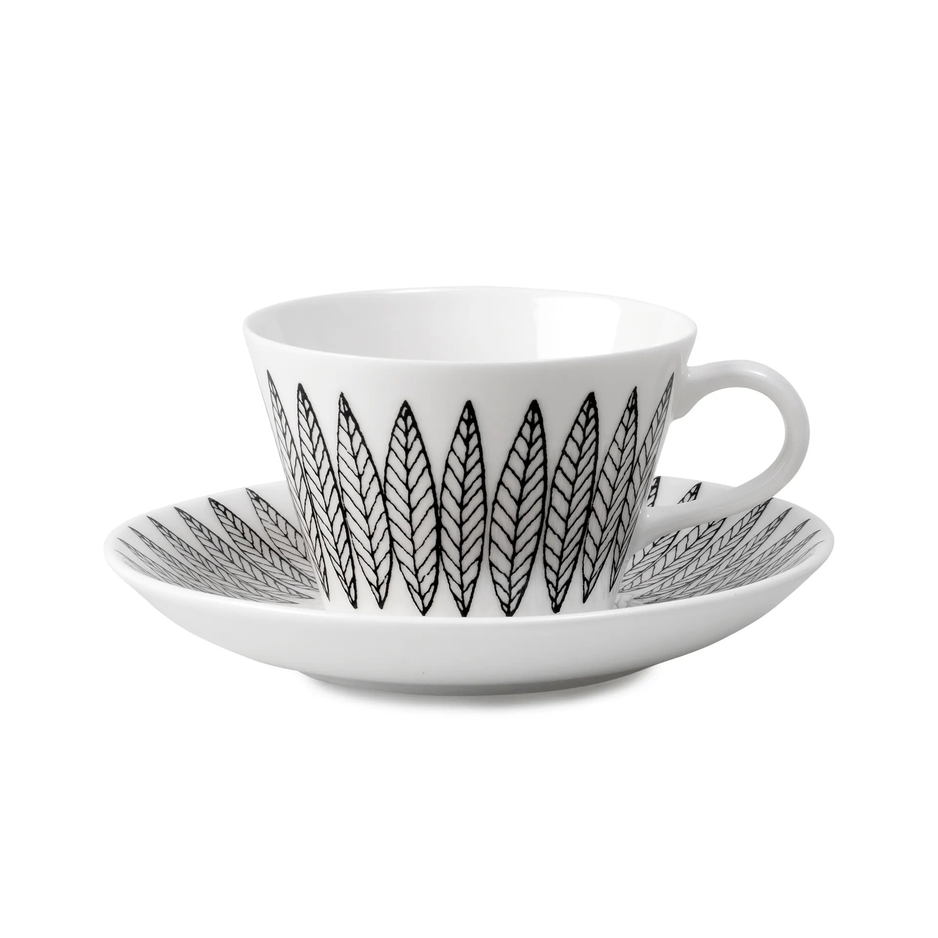 Sort Salix kaffesæt, konisk, Kaffekop + tallerken Gustafsbergs Porslinsfabrik