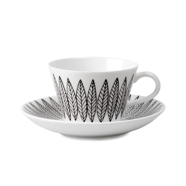 Sort Salix kaffesæt, konisk - Kaffekop + tallerken - Gustavsbergs Porslinsfabrik