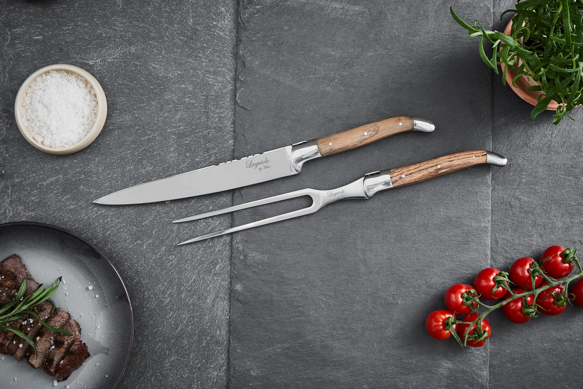 Laguiole By Hâws tranchersæt 2 dele, Oak Hâws