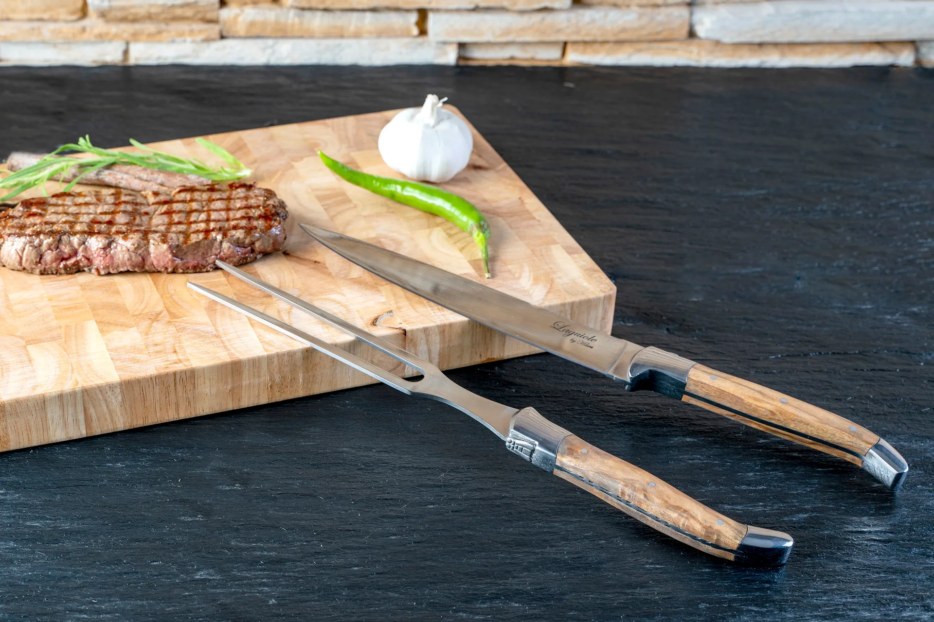 Laguiole By Hâws tranchersæt 2 dele, Olive Hâws