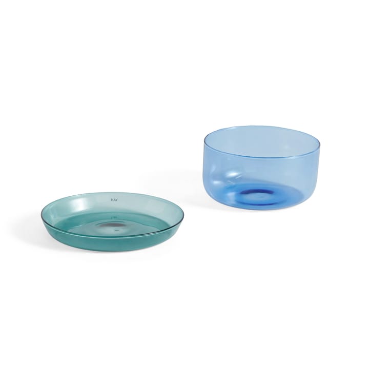 2-in-1 serveringssæt skål og fad, Light blue/Aqua HAY