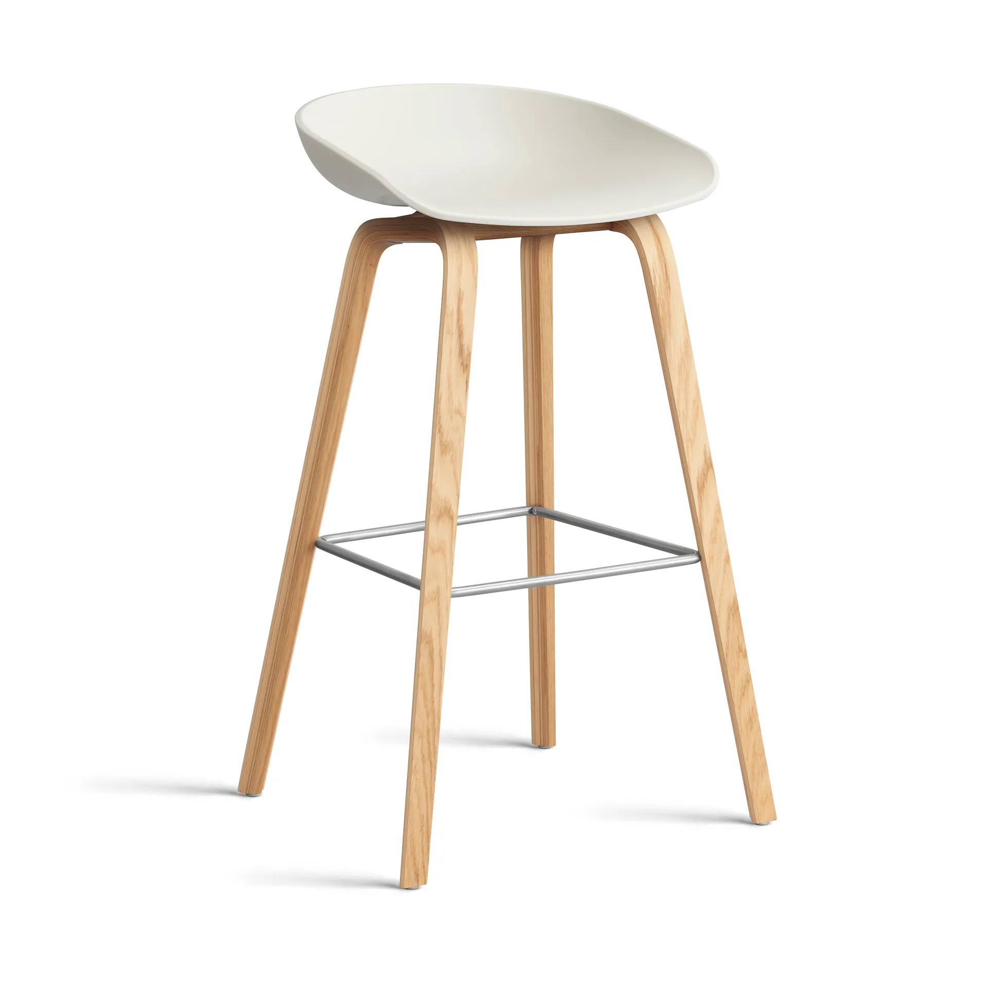 About a Stool 32 High barstol lakeret egestel 2.0, Melange cream-rustfrit stålsstøtte HAY