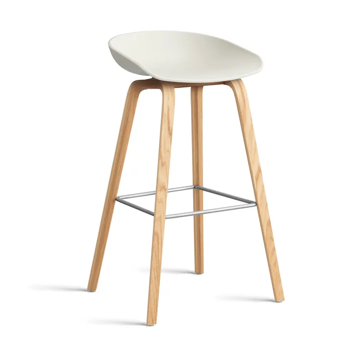 About a Stool 32 High barstol lakeret egestel 2.0 - Melange cream-rustfrit stålsstøtte - HAY