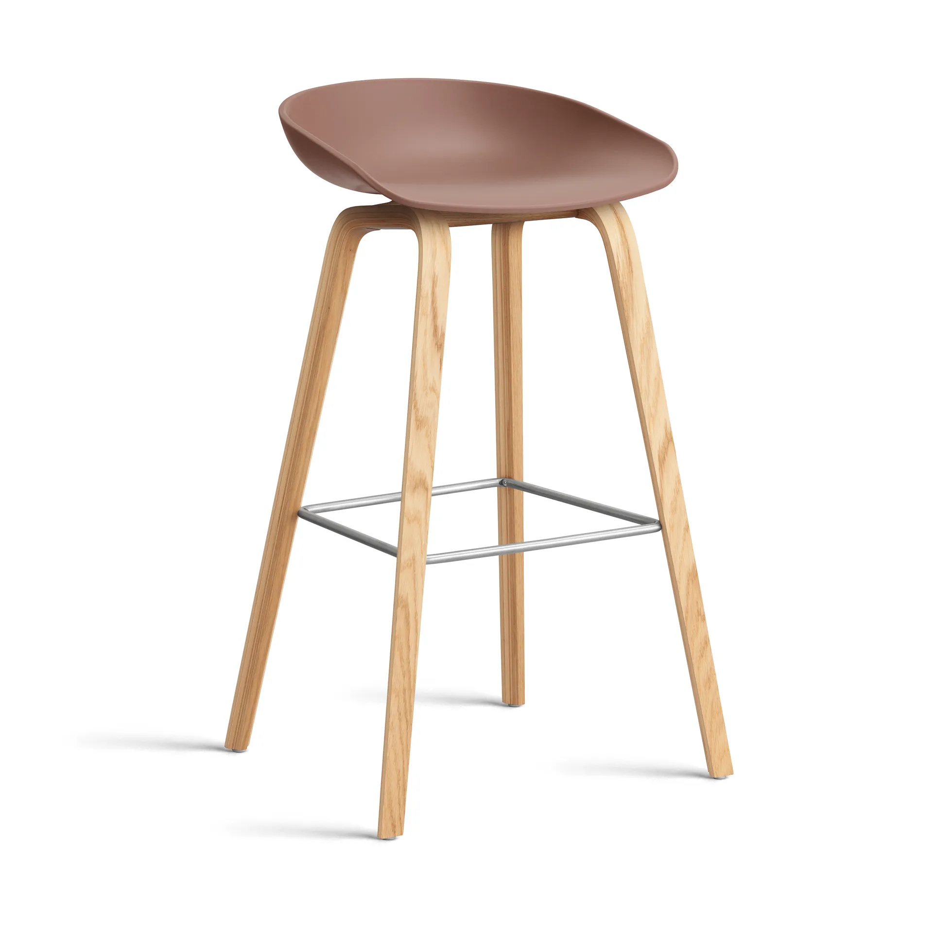 About a Stool 32 High barstol lakeret egestel 2.0, Soft brick-rustfrit stålstøtte HAY