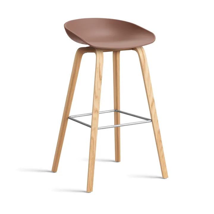 About a Stool 32 High barstol lakeret egestel 2.0 - Soft brick-rustfrit stålstøtte - HAY