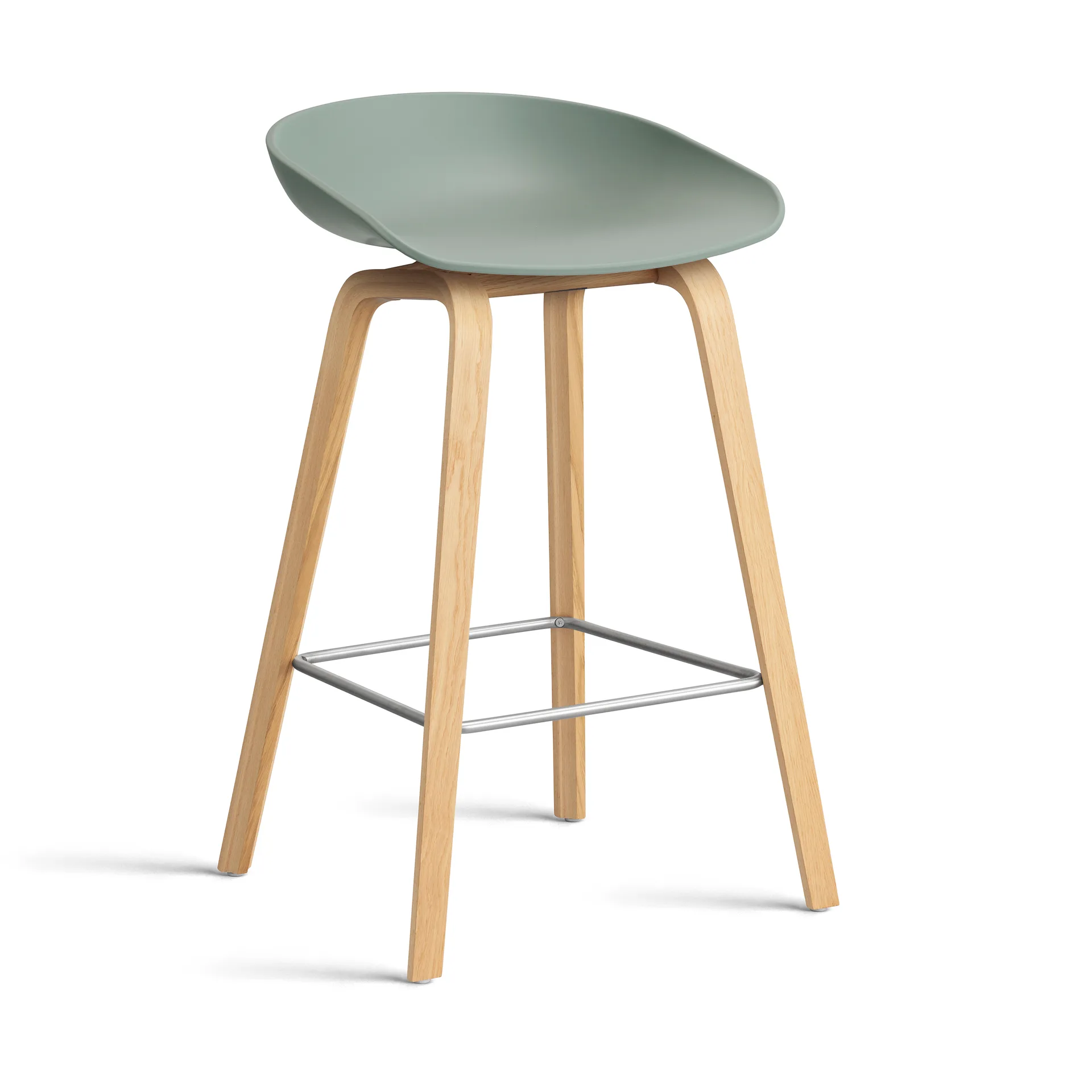 About a Stool 32 Low barstol lakeret egestel 2.0, Fall green-rustfrit stålsstøtte HAY