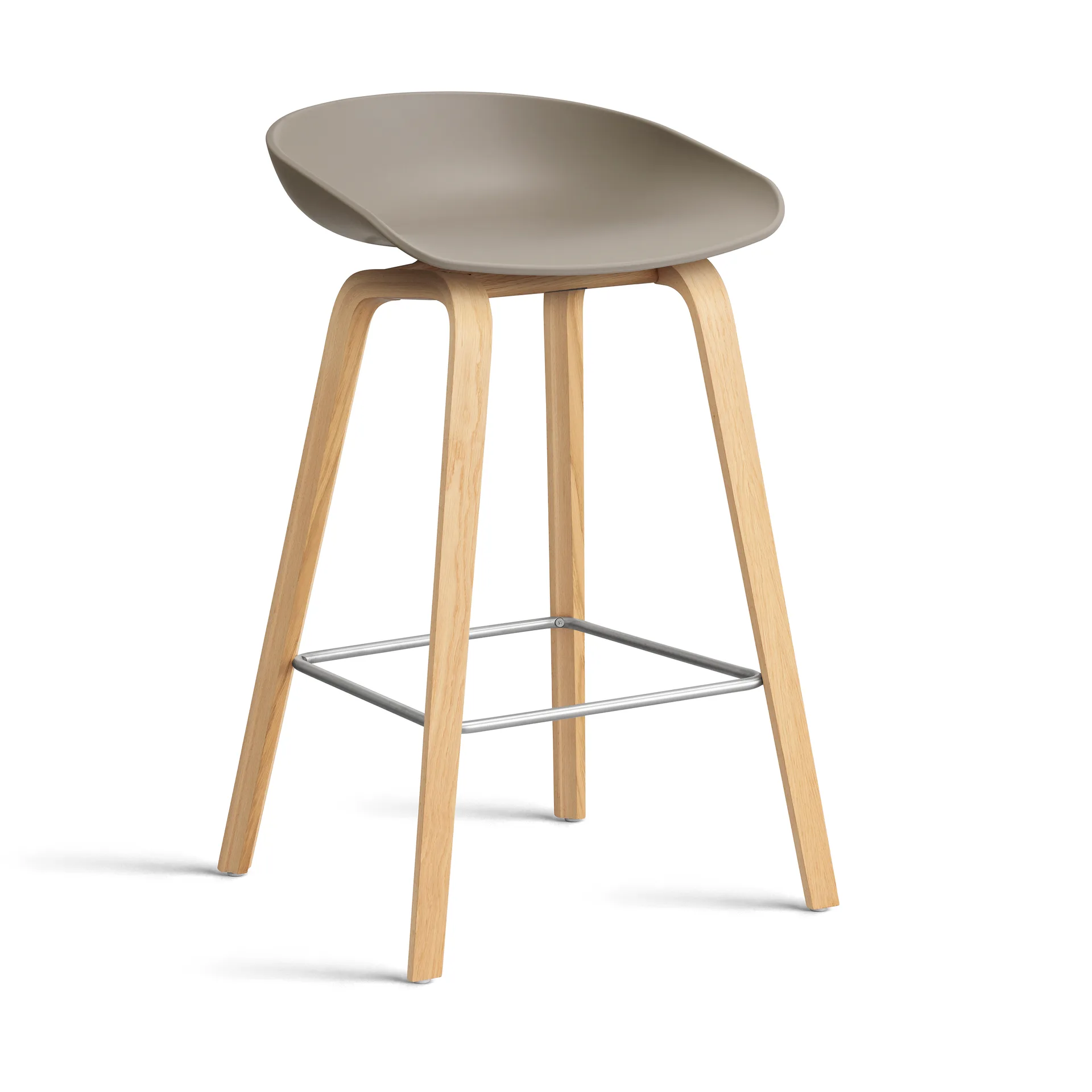 About a Stool 32 Low barstol lakeret egestel 2.0, Khaki-rustfrit stålstøtte HAY