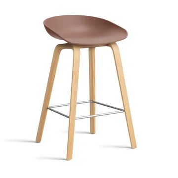 About a Stool 32 Low barstol lakeret egestel 2.0 - Soft brick-rustfrit stålsstøtte - HAY