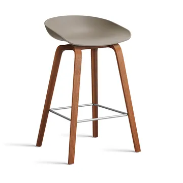 About a Stool 32 Low barstol valnødsstel 2.0 - Khaki-rustfrit stålstøtte - HAY