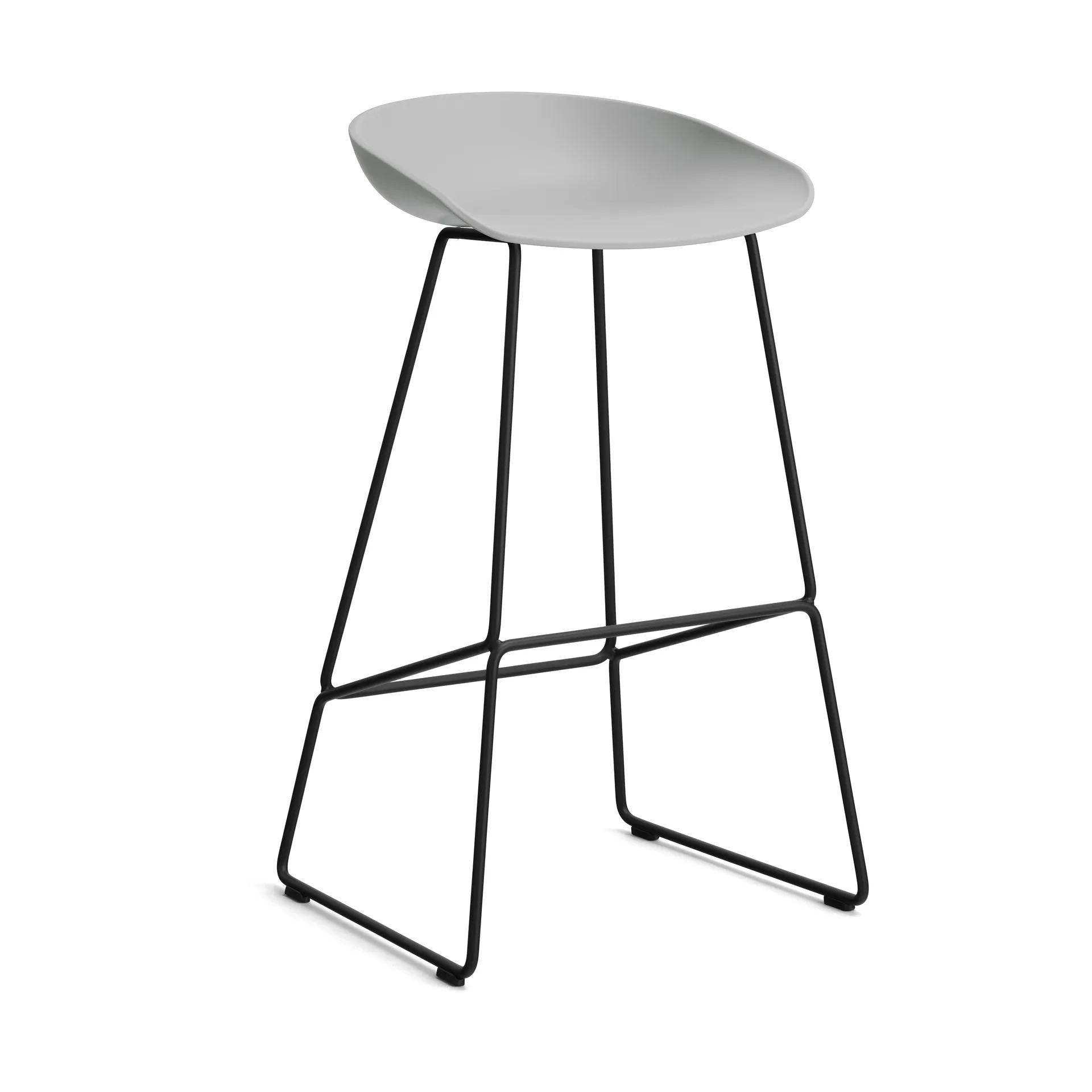 About a Stool 38 High barstol 2.0, Concrete grey-sort stålstel HAY
