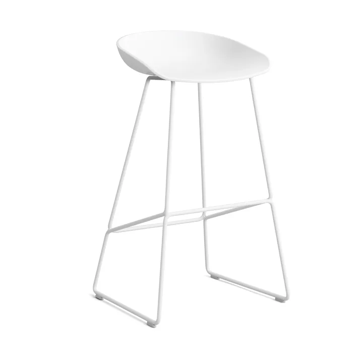 About a Stool 38 High barstol 2.0 - Hvid–hvidt stålsstativ - HAY