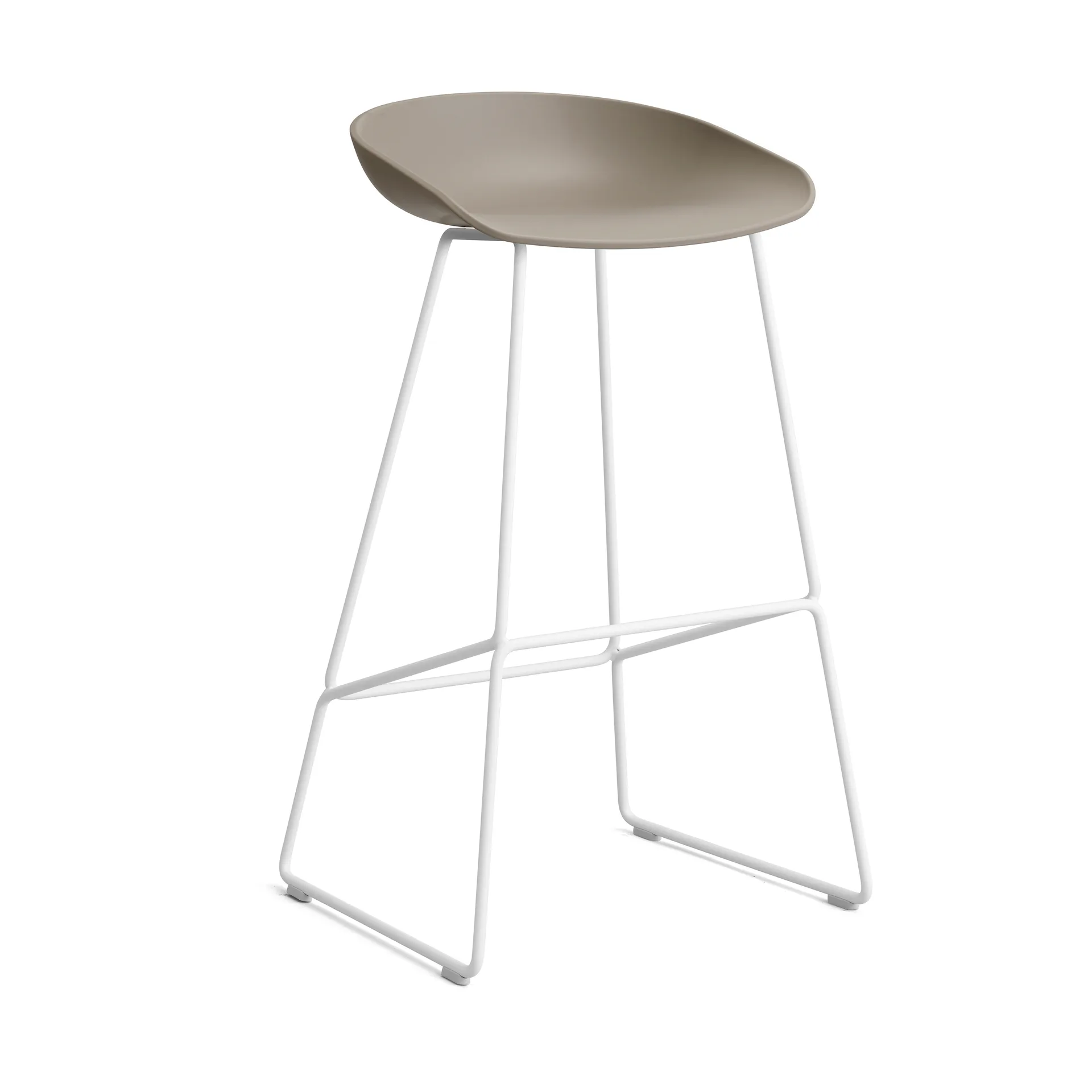 About a Stool 38 High barstol 2.0, Khaki-hvidt stålstel HAY