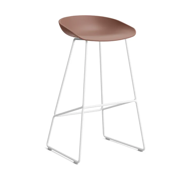 About a Stool 38 High barstol 2.0 - Soft brick-hvidt stålstel - HAY