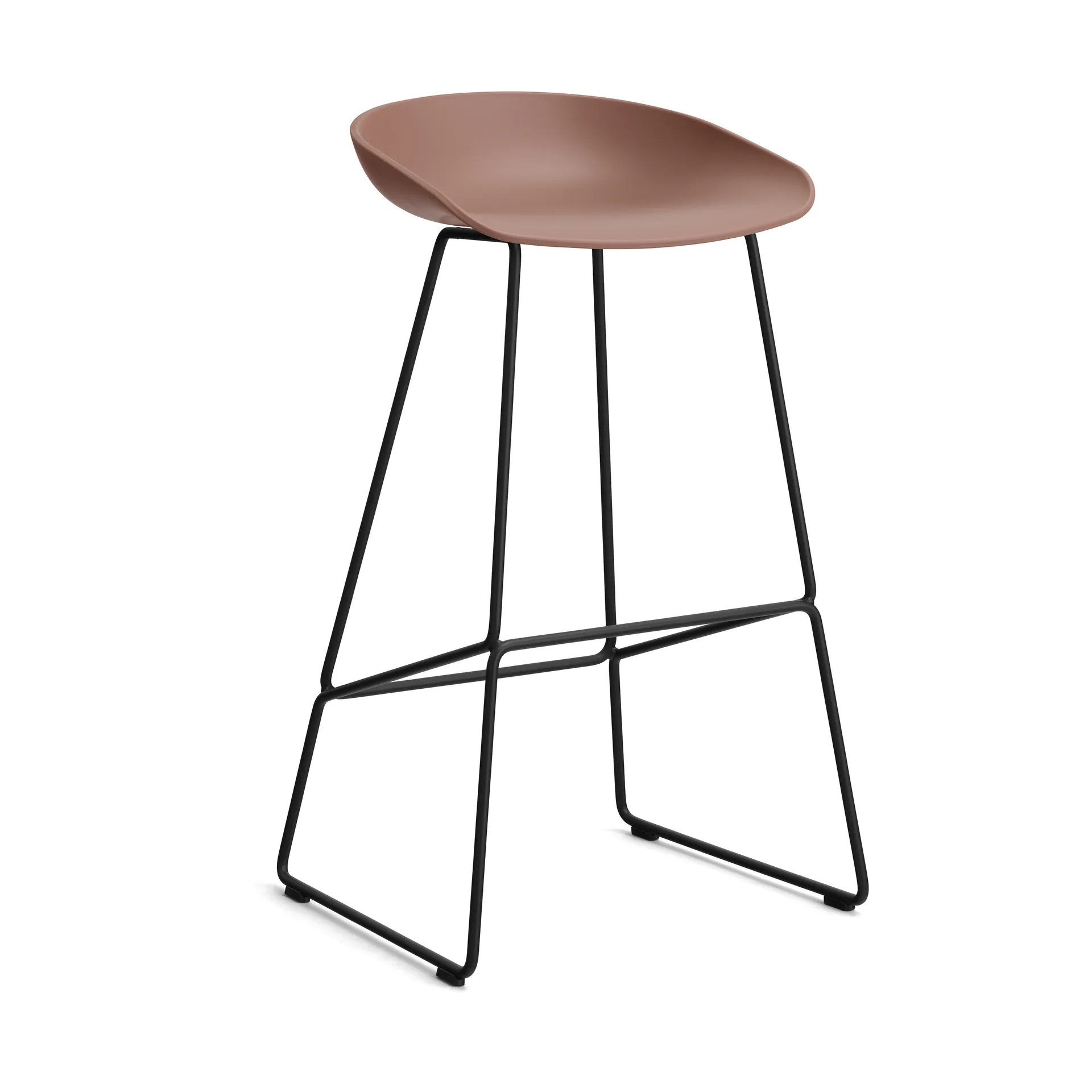 About a Stool 38 High barstol 2.0, Soft brick-sort stålstel HAY
