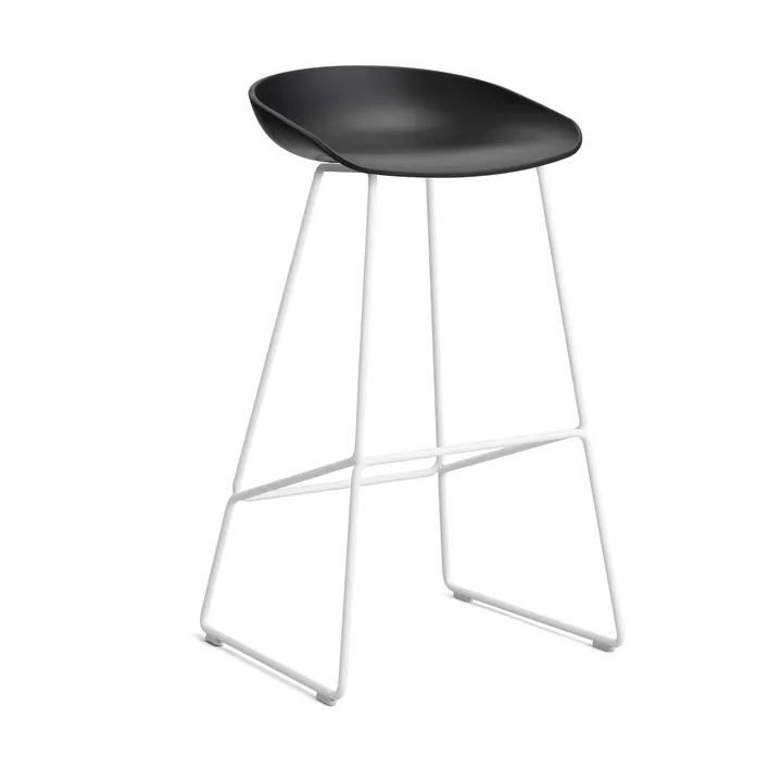 About a Stool 38 High barstol 2.0 - Sort-hvidt stålstel - HAY