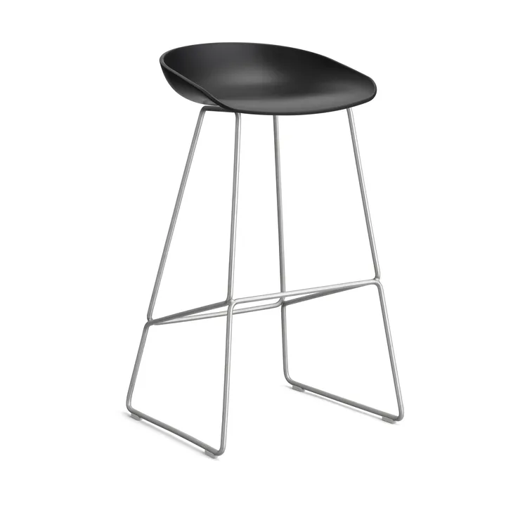 About a Stool 38 High barstol 2.0 - Sort-rustfrit stålstel - HAY