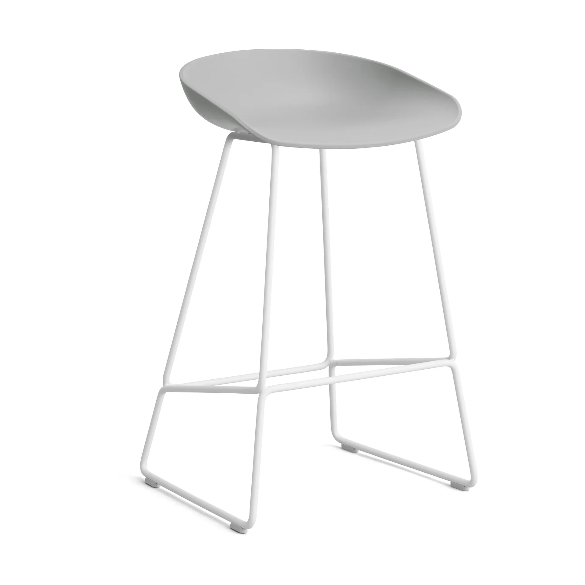 About a Stool 38 Low barstol 2.0, Concrete grey-hvidt stålstel HAY