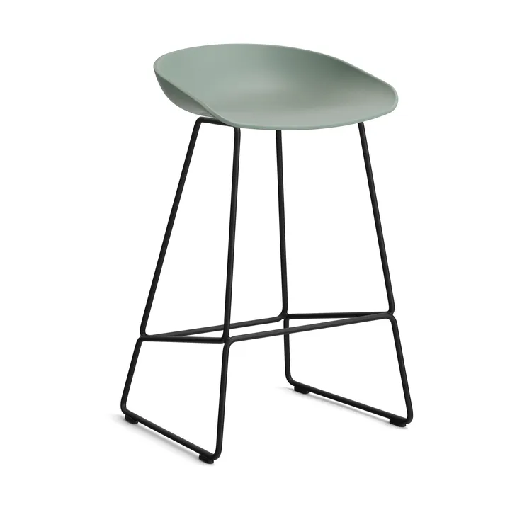 About a Stool 38 Low barstol 2.0 - Fall green-sort stålstel - HAY