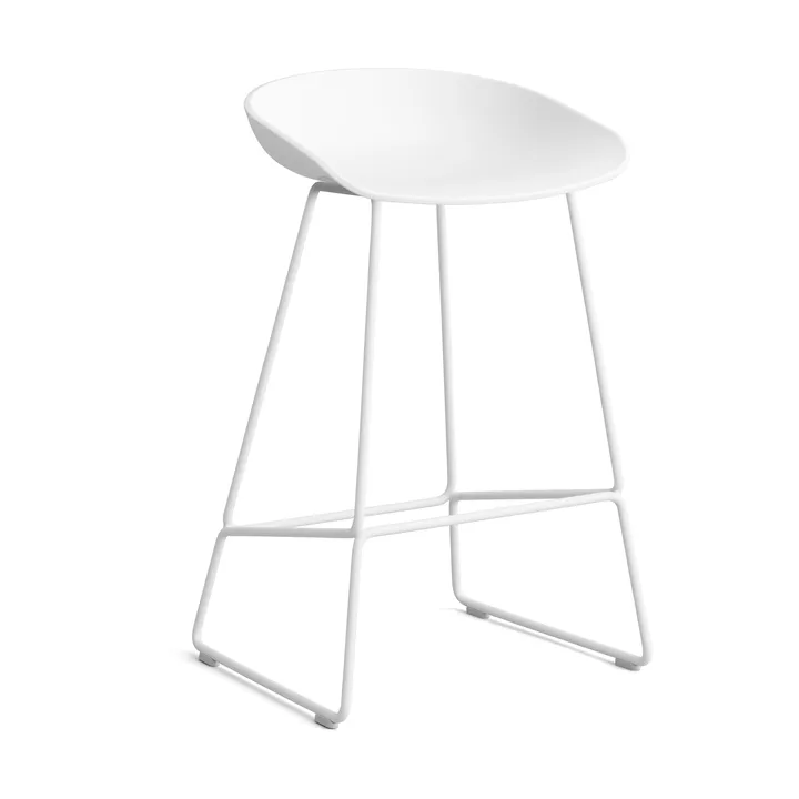 About a Stool 38 Low barstol 2.0 - Hvid–hvidt stålsstativ - HAY