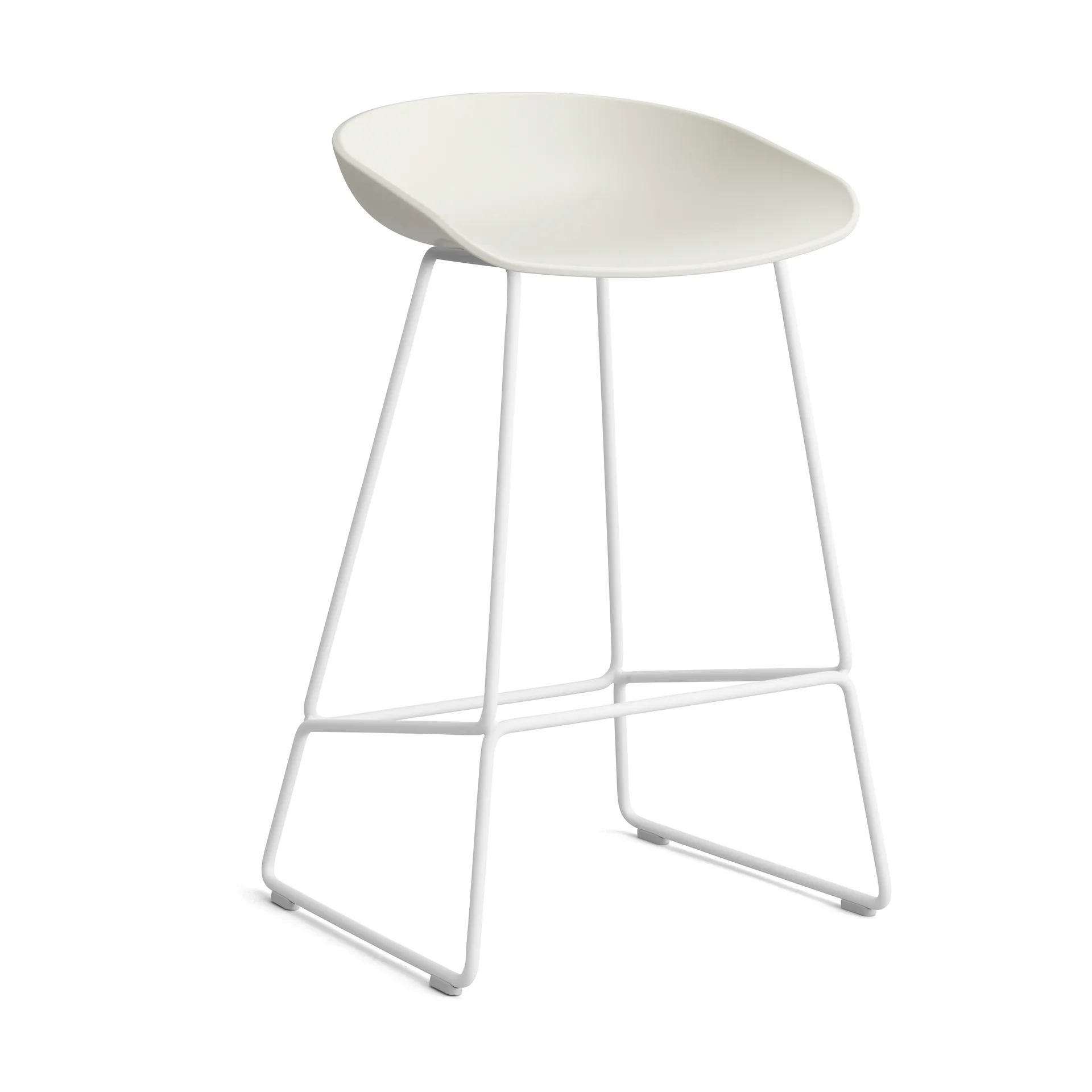 About a Stool 38 Low barstol 2.0, Melange cream-hvidt stålstel HAY