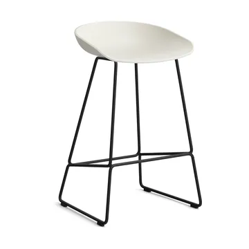 About a Stool 38 Low barstol 2.0 - Melange cream-sort stålstel - HAY