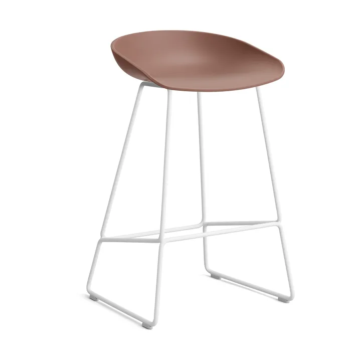 About a Stool 38 Low barstol 2.0 - Soft brick-hvidt stålstel - HAY