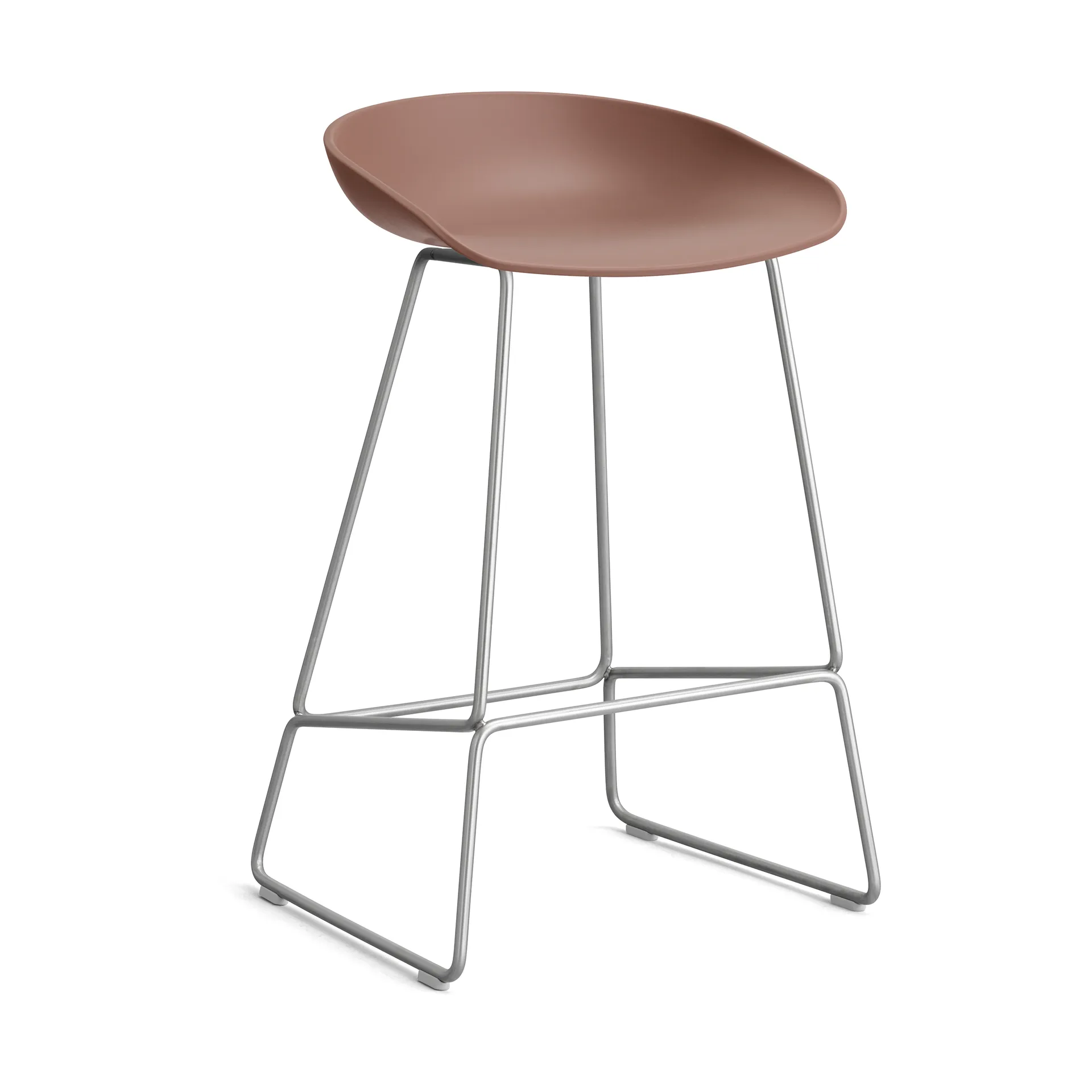 About a Stool 38 Low barstol 2.0, Soft brick-rustfrit stålsstativ HAY