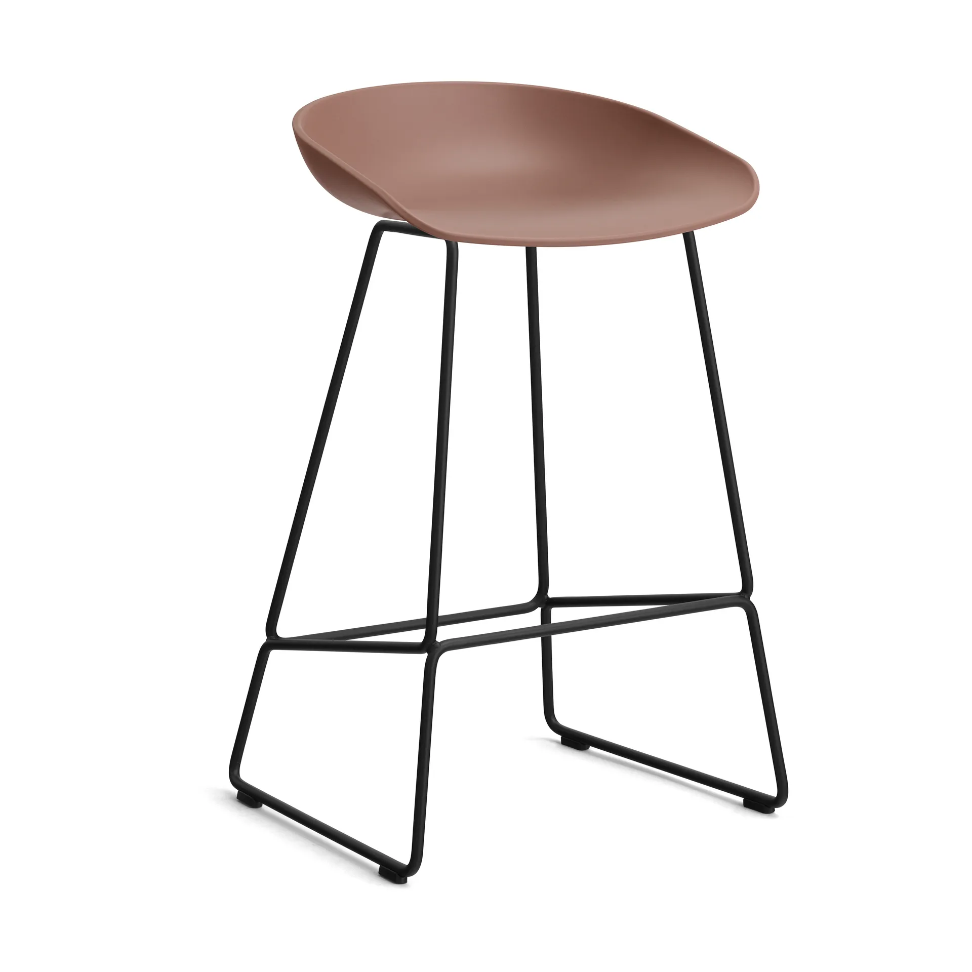 About a Stool 38 Low barstol 2.0, Soft brick-sort stålstel HAY