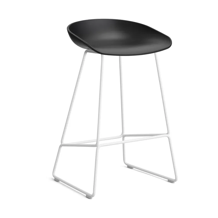About a Stool 38 Low barstol 2.0 - Sort-hvidt stålsstativ - HAY