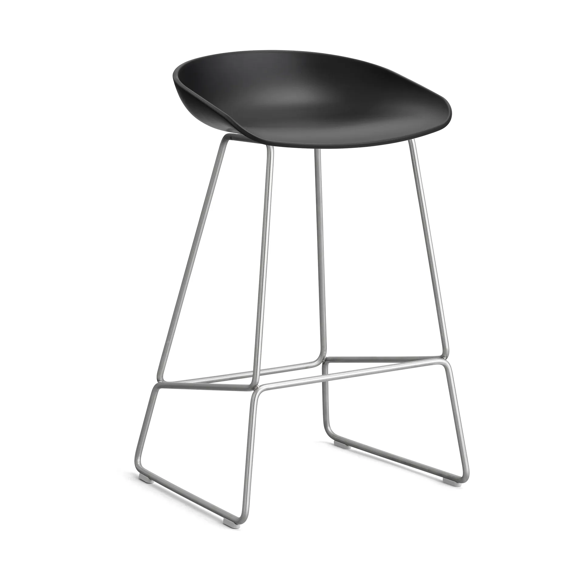 About a Stool 38 Low barstol 2.0, Sort-rustfrit stålstel HAY