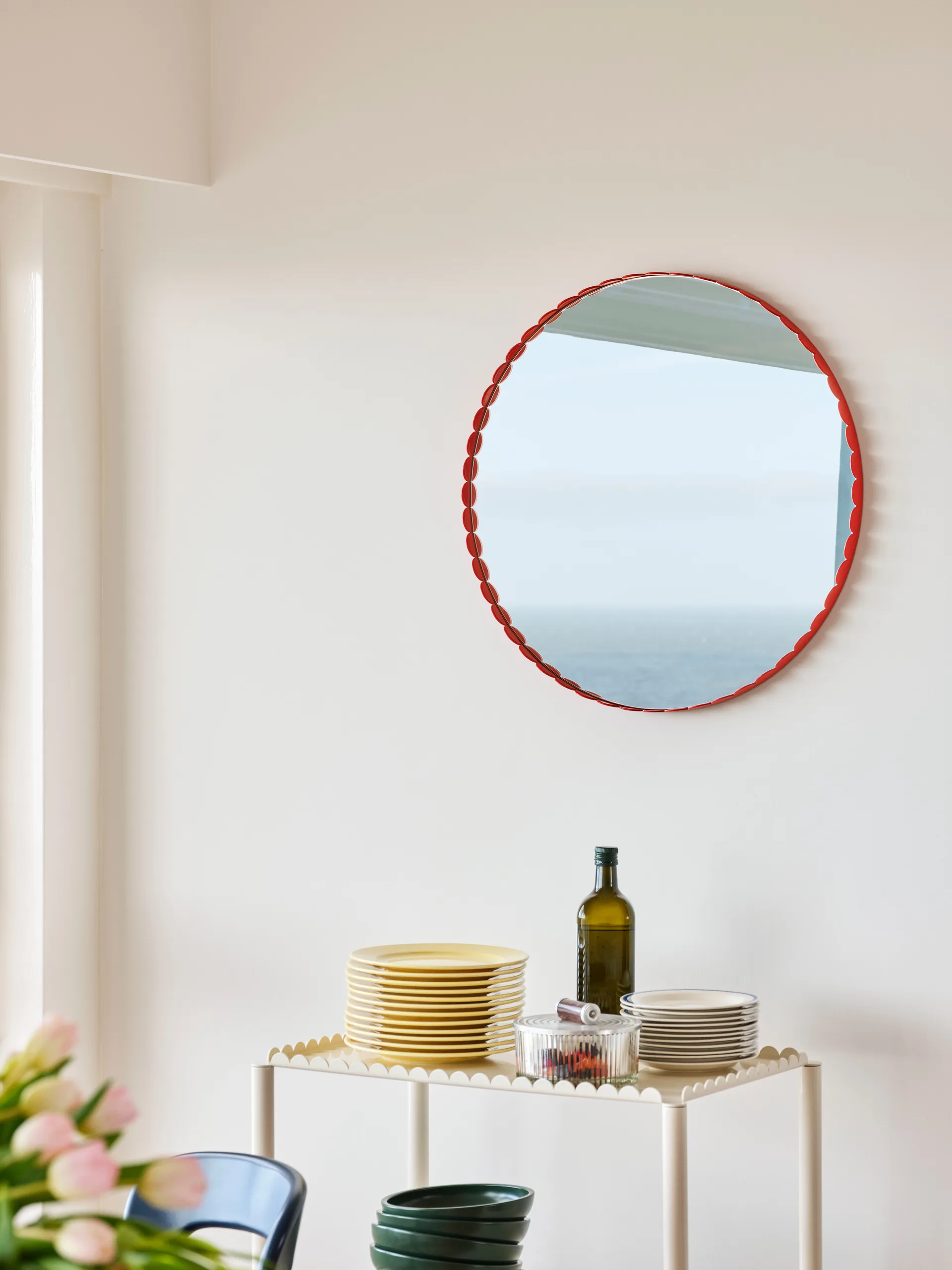 Arcs Mirror spejl Ø60 cm, Red HAY