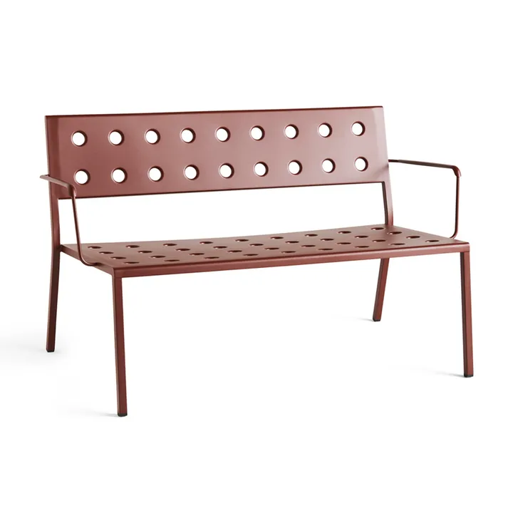 Balcony Lounge bænk med armlæn 121,5x69 cm - Iron red - HAY