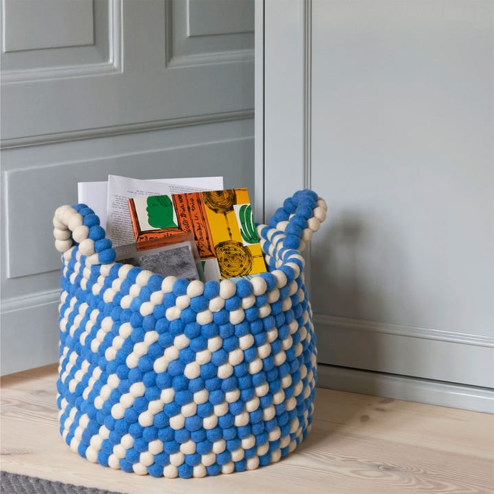 Bead kurv med håndtag, blue dash, large HAY