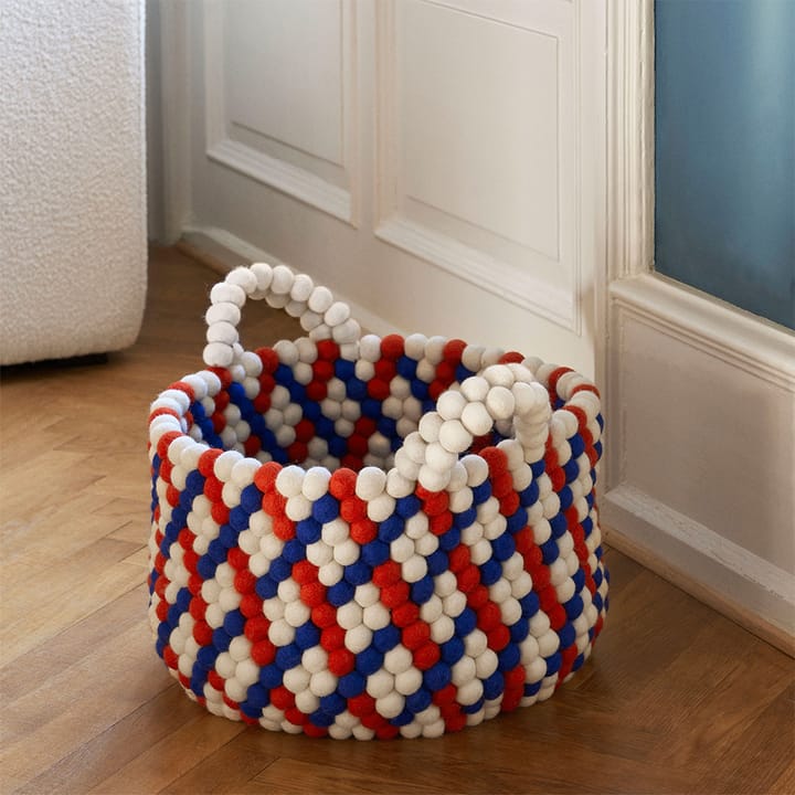 Bead kurv med håndtag, blue dash, large HAY