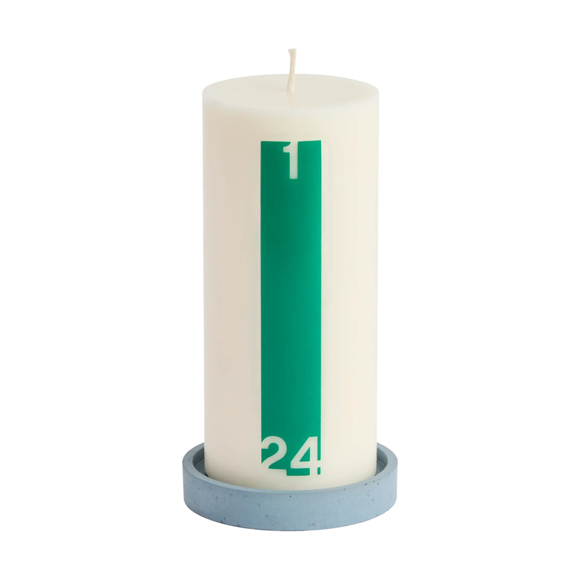 Calendar lys og lysestage 6,8 cm, Bold off white-green HAY