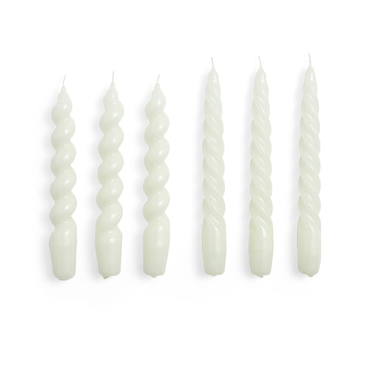 Candle Small Twist/Spiral lys mix 6-pak - Offwhite - HAY